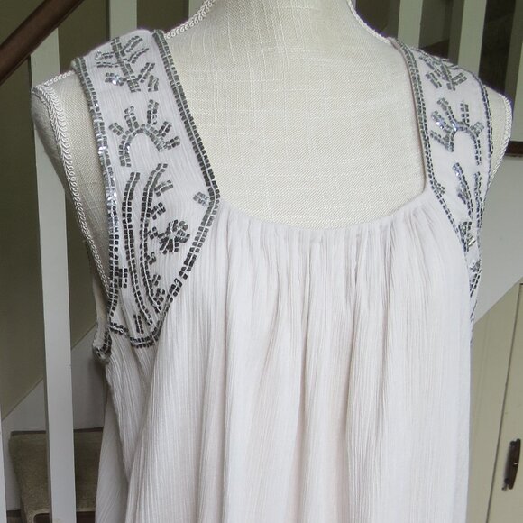 Calypso St. Barth Sleeveless Gauzy Cotton Sequin Dress Lined SIZE LARGE - Picture 4 of 10